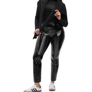 010 Gap High Rise Black Vegan Leather Straight Pants Womens US27